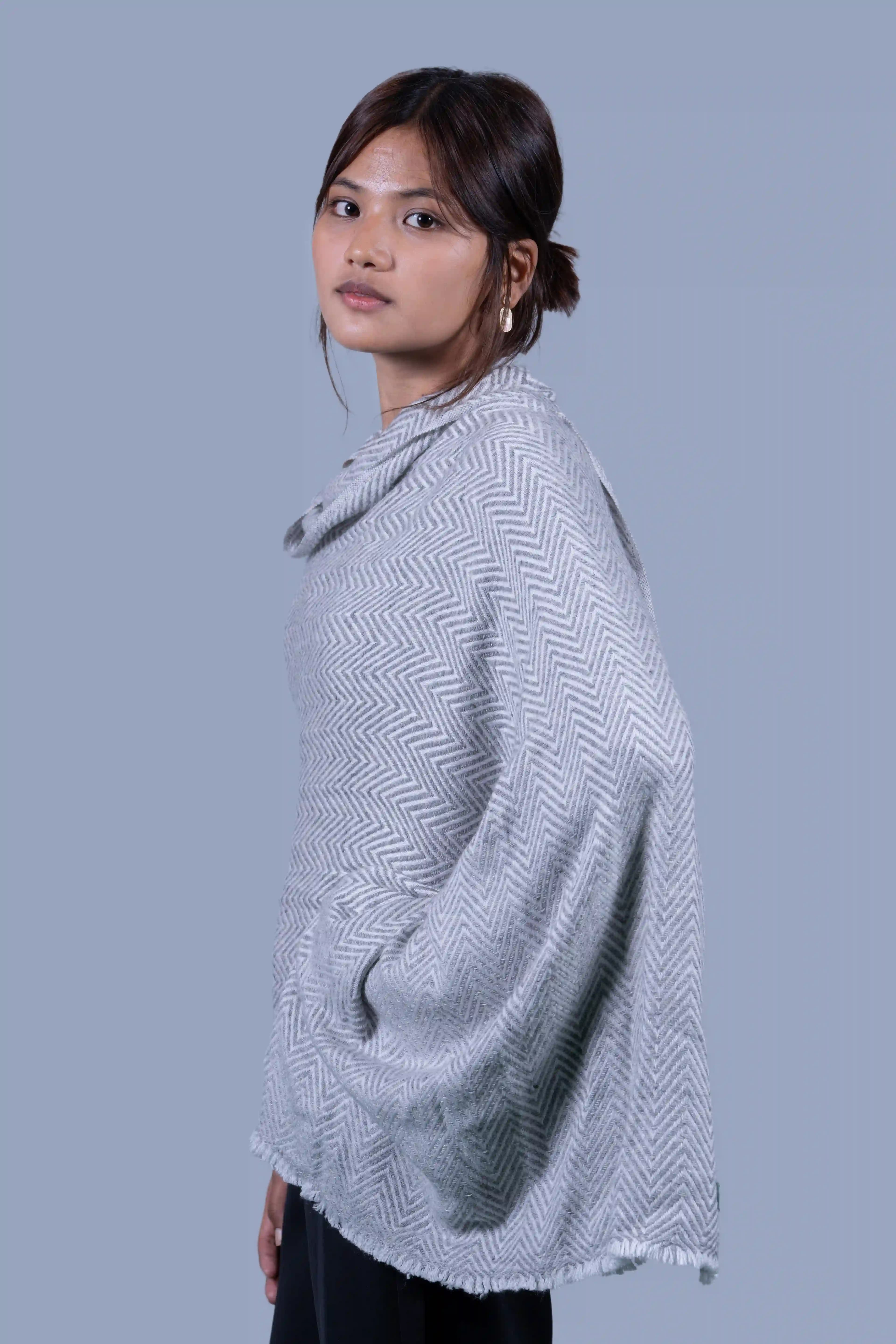 Unisex Pure Cashmere 8 ply muffler - Herringbone Patterns Design