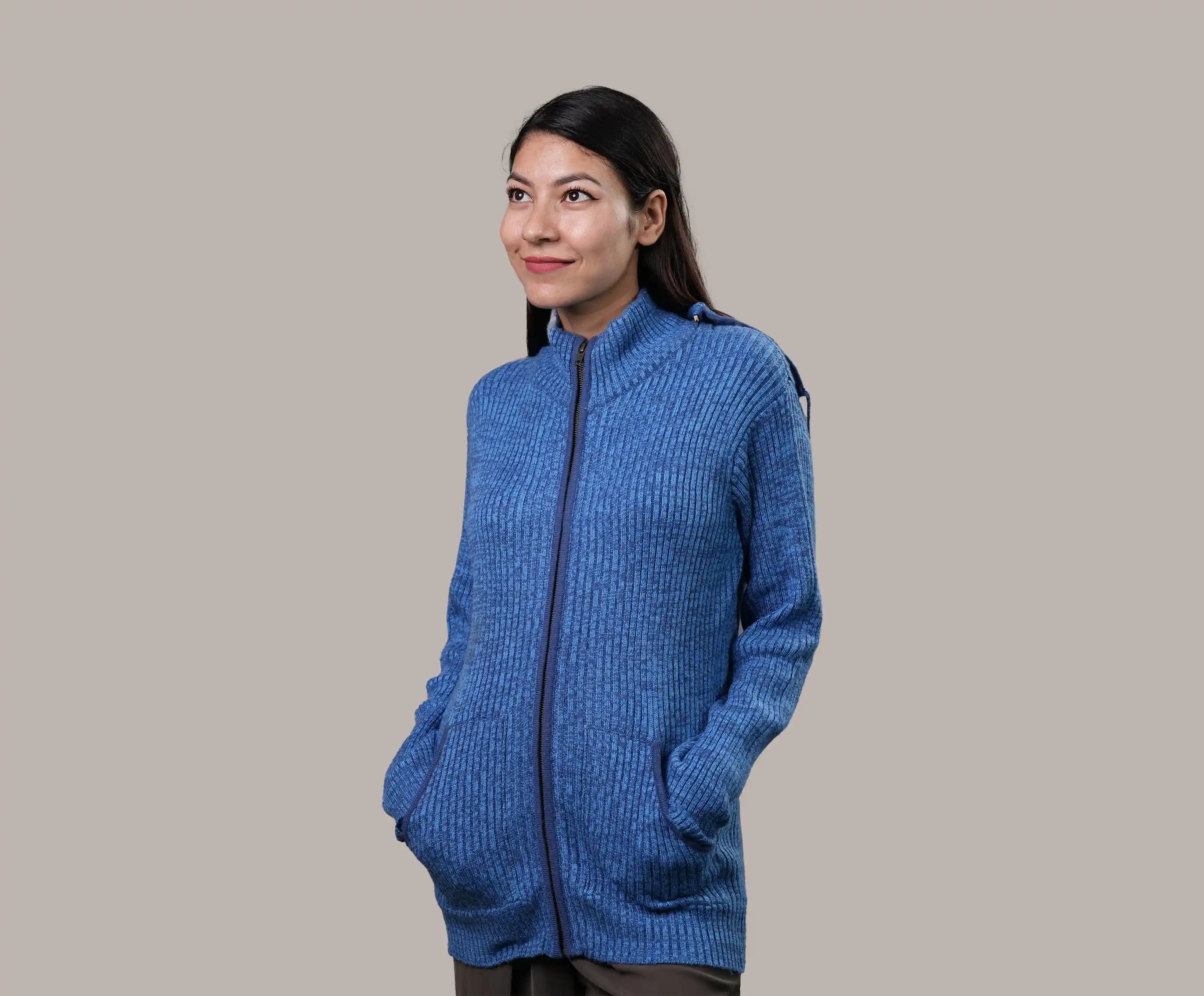 Cashmere Zip Up Hoodie Sweater for Women