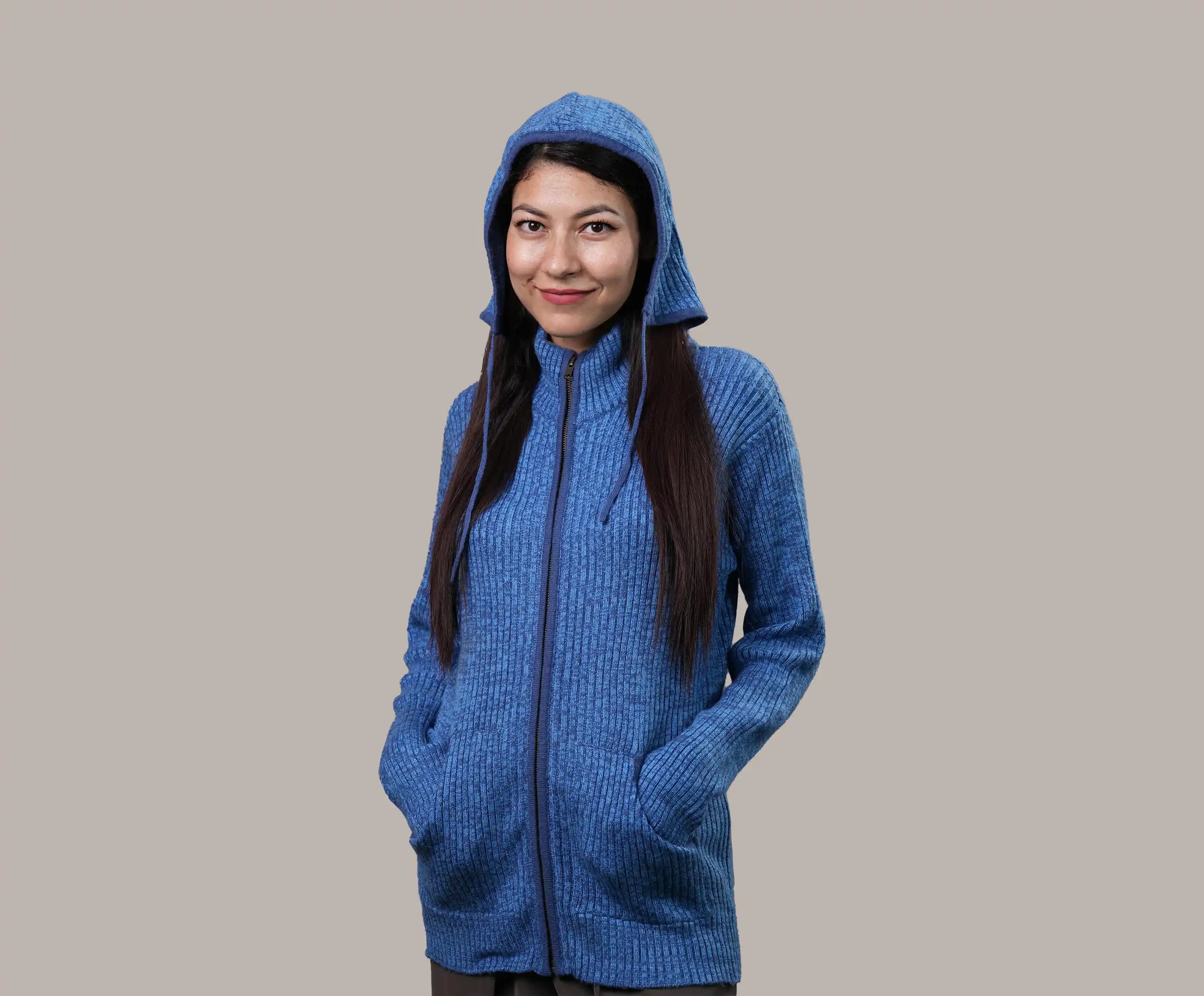 Cashmere Zip Up Hoodie Sweater for Women